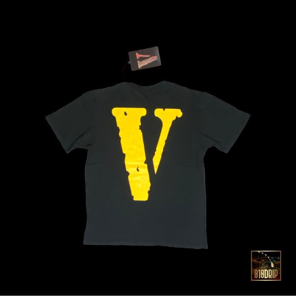 Vlone Yellow Friends Tee Black Authentic With Certilogo Tags - Picture 2 of 8